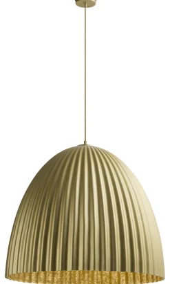 Goldene Hängelampe rund Ø70 cm Metall Loft geriffelt