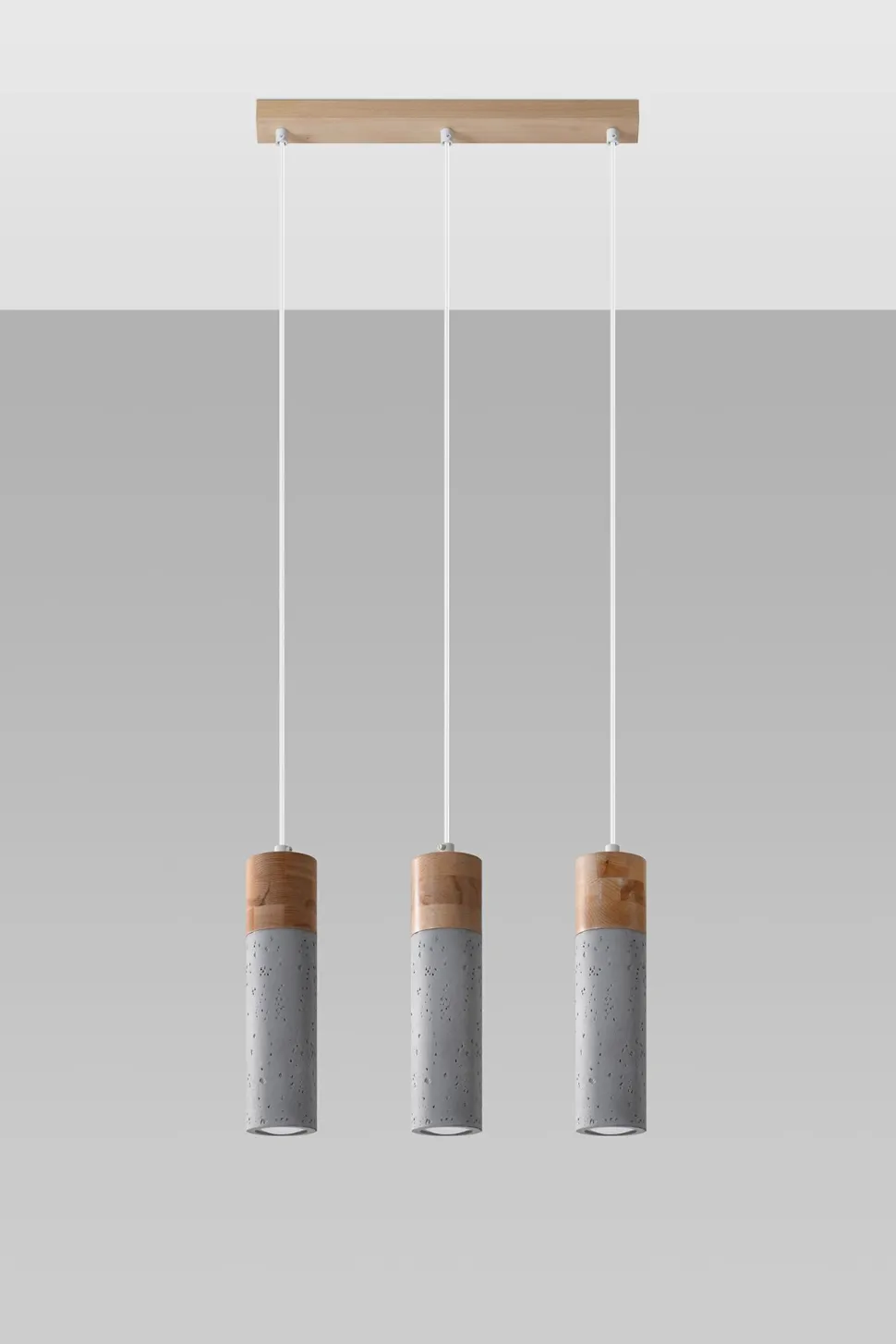 Graue Hängelampe 3-flammig Beton Holz verstellbar GU10