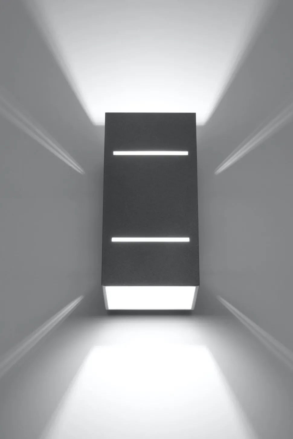 Graue Wandleuchte Aluminium eckig H:20cm Up Down Modern