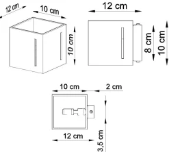 Graue Wandleuchte FUFIA Aluminium Up Down eckig Modern