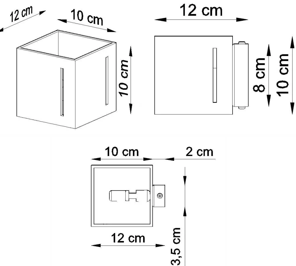 Graue Wandleuchte FUFIA Aluminium Up Down eckig Modern