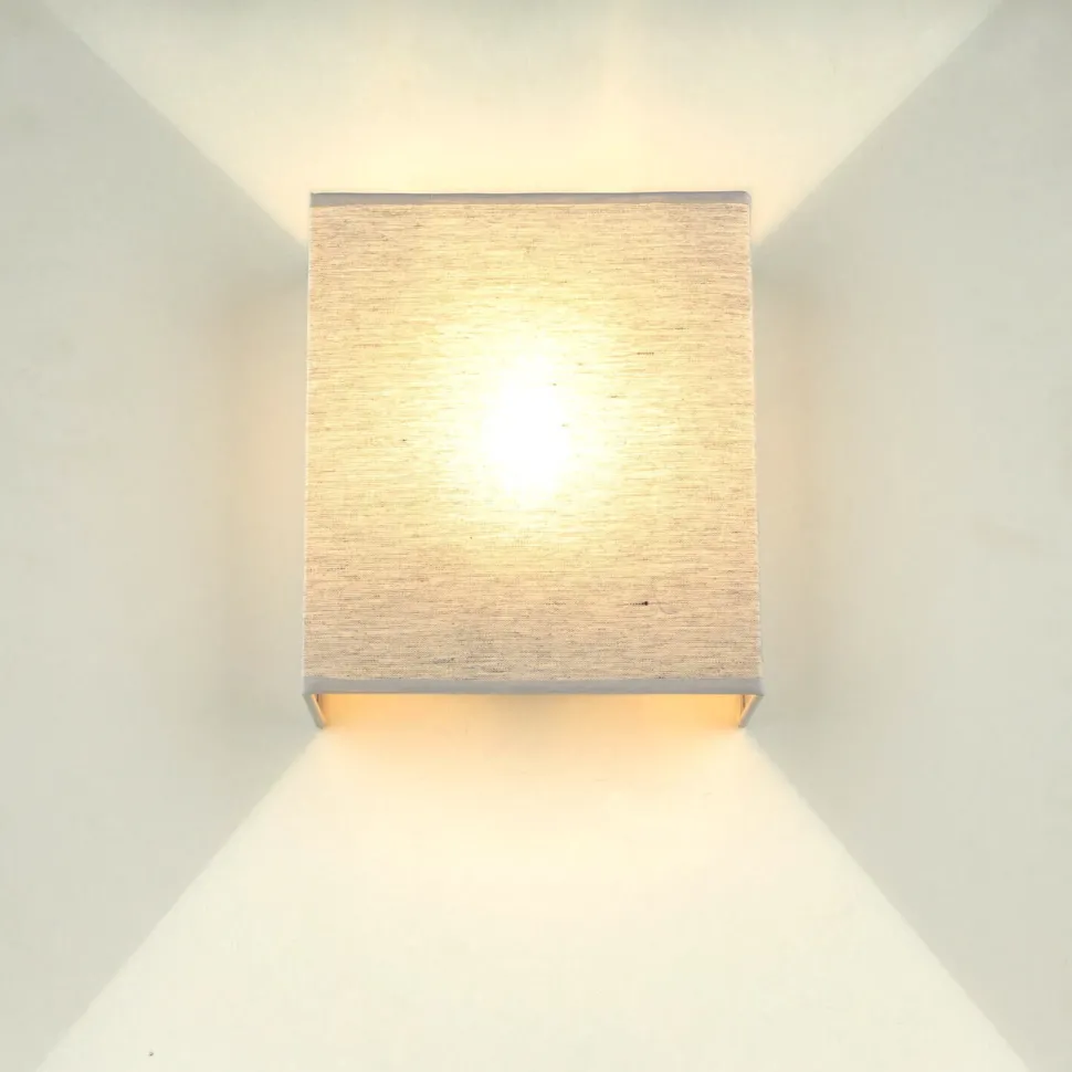 Graue Wandleuchte Stoff Schirm eckig Loft Design ALICE