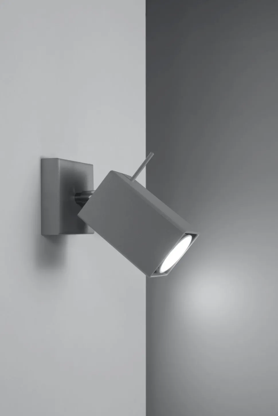 Grauer Wandspot eckig GU10 verstellbar Wandleuchte Flur