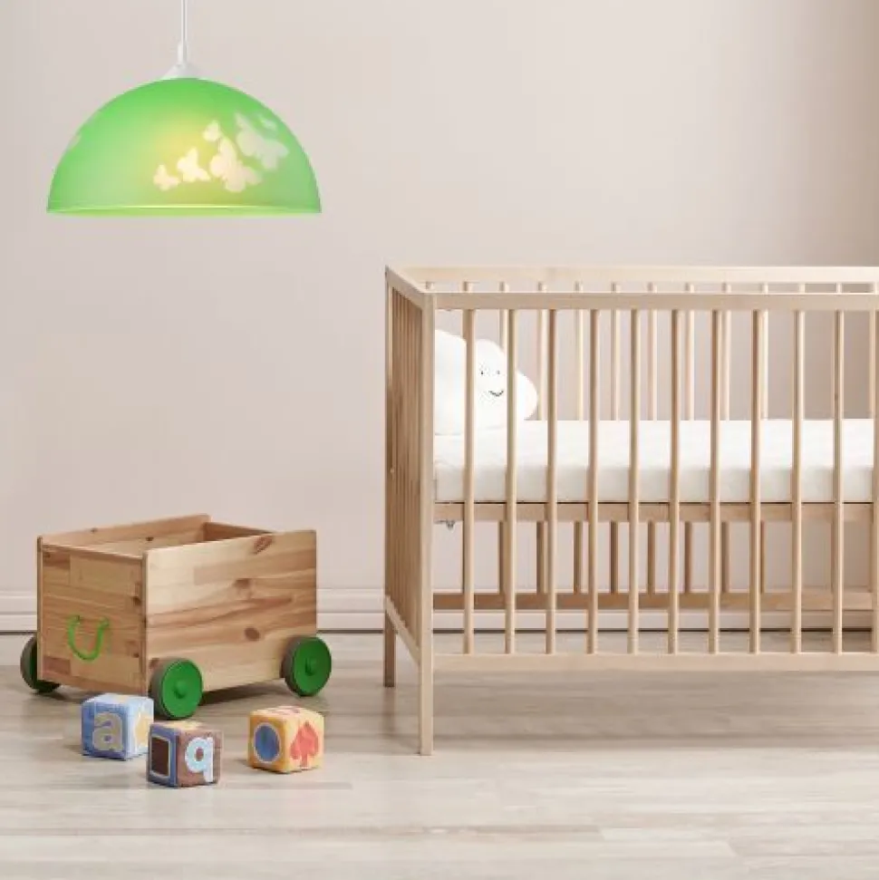 Grüne Kinderzimmerlampe rund Mädchen farbenfroh