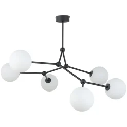 Große Deckenlampe Metall Glas 6-flammig 105 cm lang