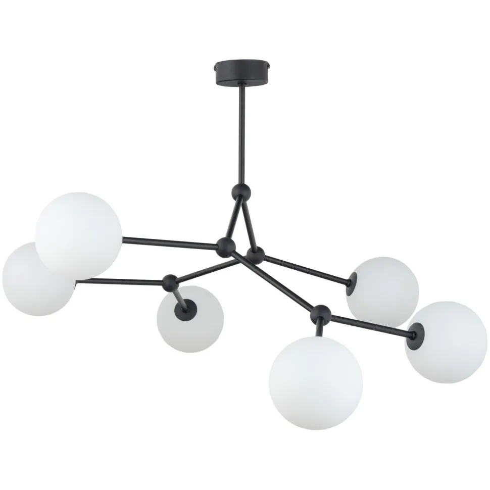 Große Deckenlampe Metall Glas 6-flammig 105 cm lang