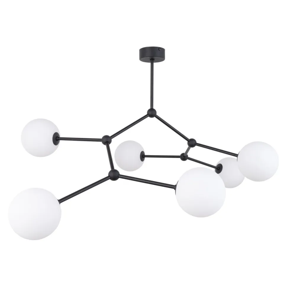 Große Deckenlampe Metall Glas 6-flammig 105 cm lang