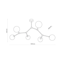 Große Deckenlampe Metall Glas 6-flammig 105 cm lang