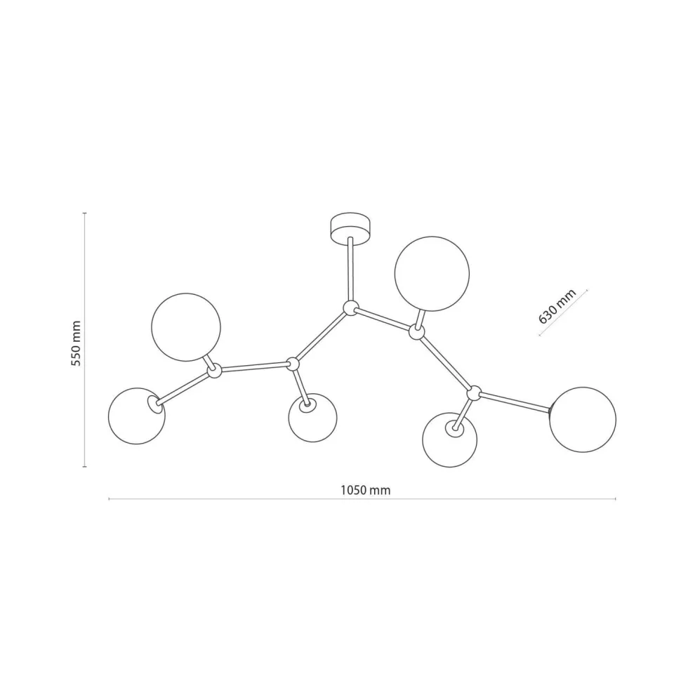 Große Deckenlampe Metall Glas 6-flammig 105 cm lang