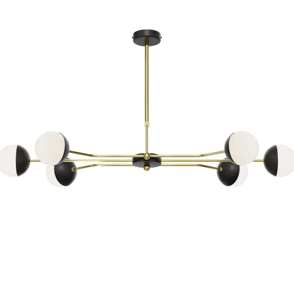 Große Deckenleuchte Glas Metall Schwarz Weiß G9 wohnlich