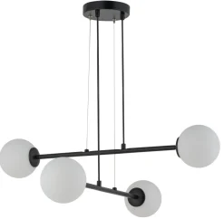 Große Hängelampe Metall Glas 4-flammig B:69 cm wohnlich