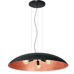 Große Hängelampe Stoff E27 Schwarz Kupfer Ø100 cm rund