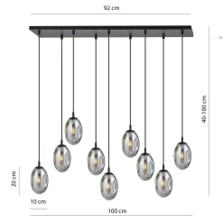 Große Hängeleuchte Glas Schirme9x E14 100 cm dekorativ