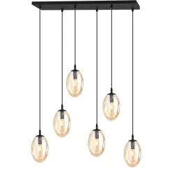 Große Hängeleuchte Glas 6x E14 70 cm länglich CARLU