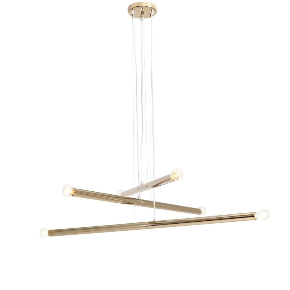 Große Pendelleuchte 6-flammig E14 Metall in Gold elegant