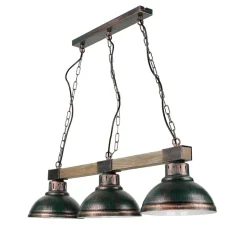 Große Pendelleuchte 3-flmg mit Holz Vintage HAKON