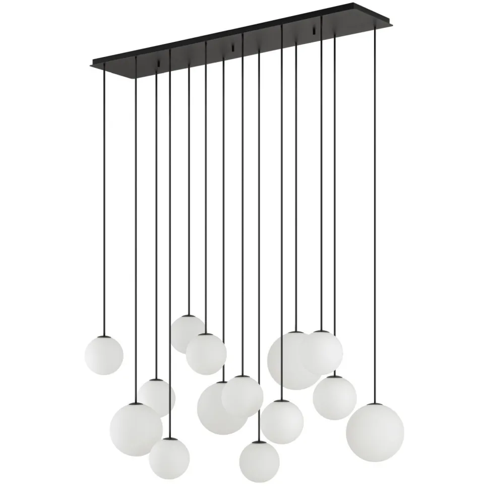 Große Pendelleuchte Glas Metall Schwarz Weiß G9 14-flmg
