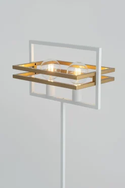 Große Stehlampe Weiß Gold Modern 162 cm 2-flammig