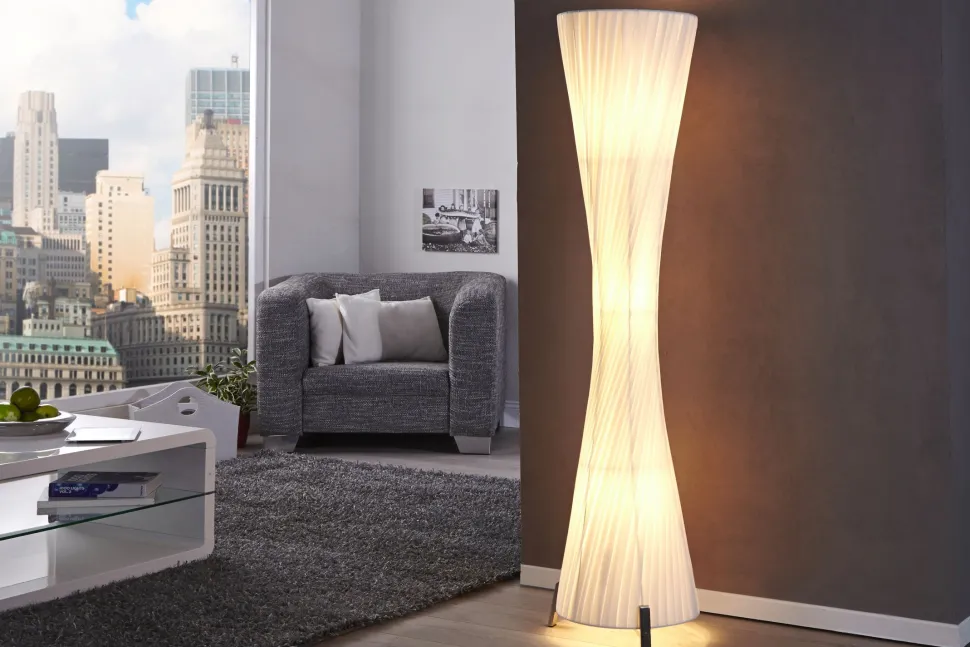 große Stehleuchte 160cm Retro extravagant weiß