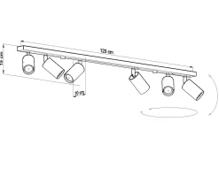 Großer Deckenstrahler ETNA 120 cm lang Metall 6x