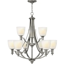 Großer Kronleuchter Glas Schirm verstellbar bis 3,9m