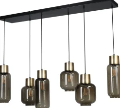 Hängelampe 130 cm lang 6-flammig E27 Glas Metall