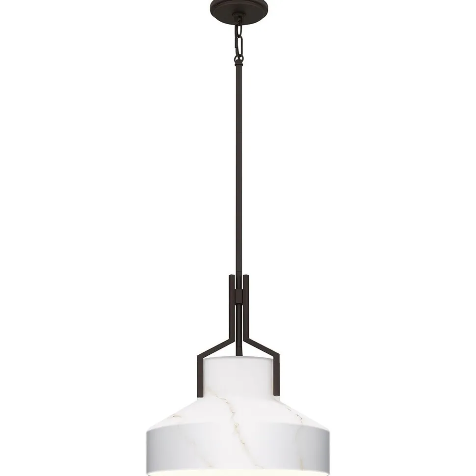 Hängelampe Alabaster Optik D: 37 cm in Bronze Antik Weiß