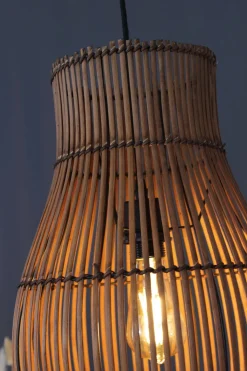 Hängelampe Bambus Natur Schwarz rund Ø30 cm E27 Modern