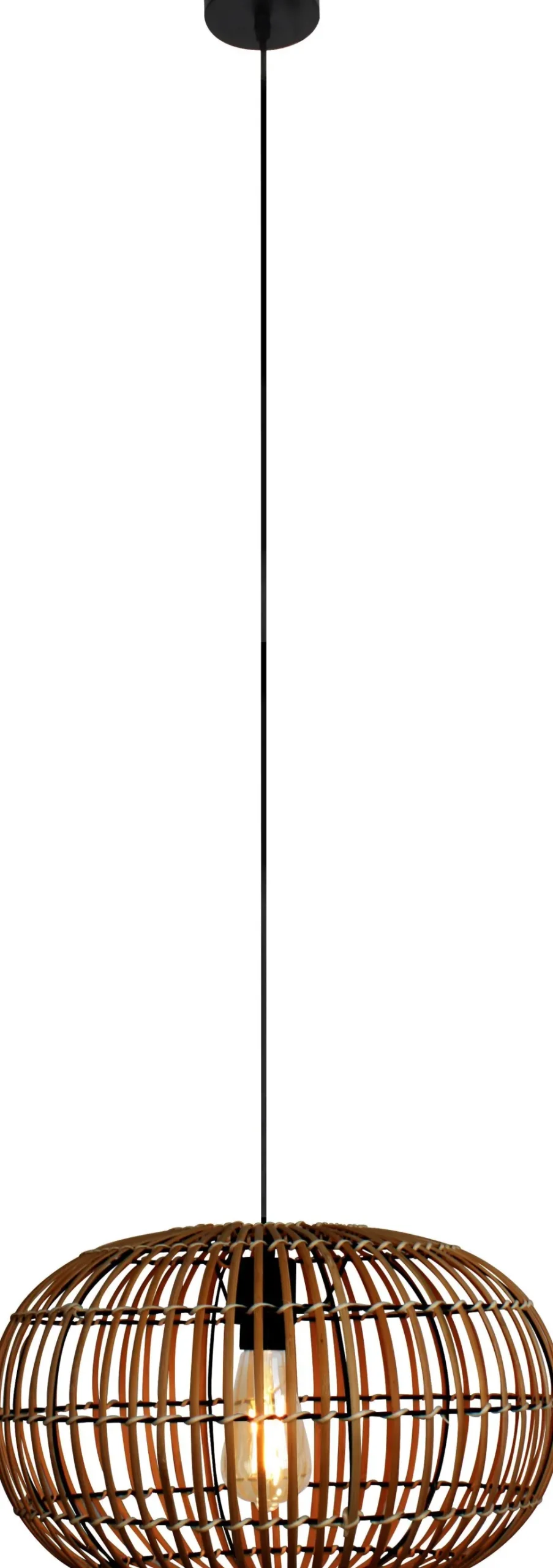 Hängelampe Bambus Natur Schwarz rund Ø40 cm E27 Modern