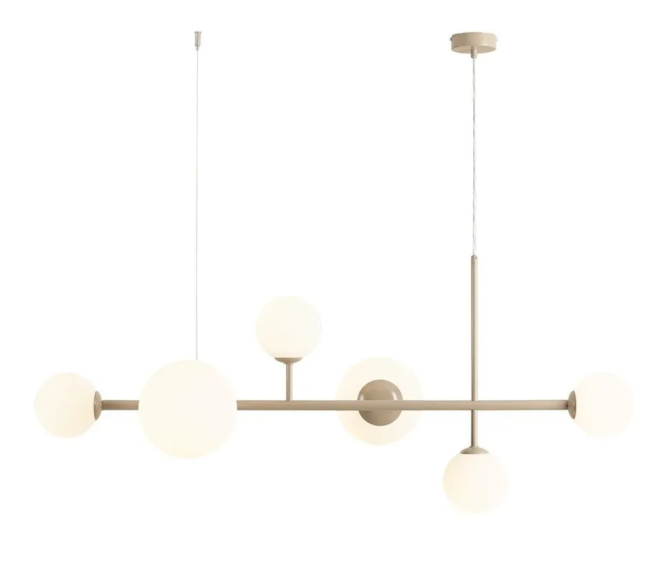 Hängelampe Beige Weiß Metall Glas E27 E14 wohnlich