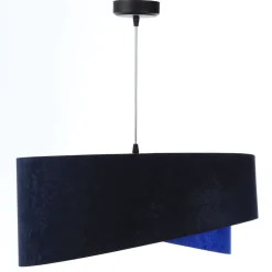 Hängelampe Blau Gold E27 Ø 50 cm Stoff Schirm Veloursoptik