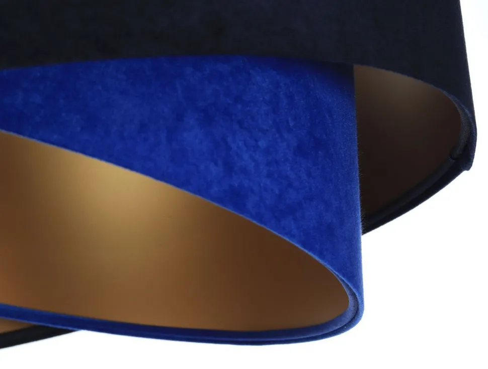 Hängelampe Blau Gold E27 Ø 50 cm Stoff Schirm Veloursoptik