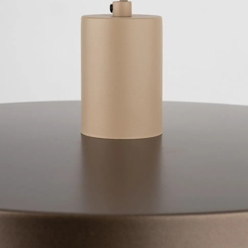 Hängelampe E27 Ø40 cm rund Sandgrau Braun Vintage