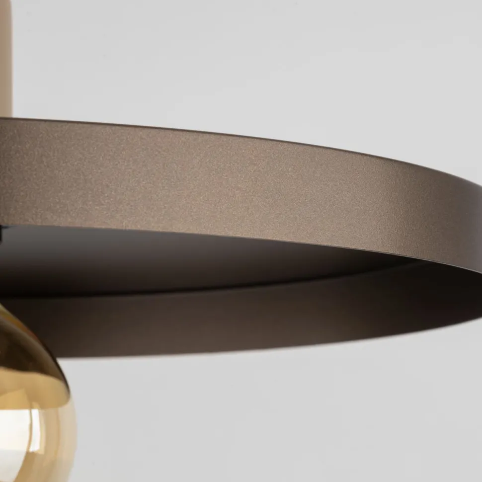 Hängelampe E27 Ø40 cm rund Sandgrau Braun Vintage