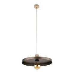 Hängelampe E27 Ø40 cm rund Sandgrau Braun Vintage