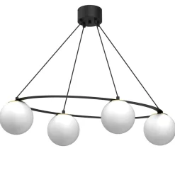 Hängelampe E27 blendarm in Schwarz Weiß Gold 4-flammig