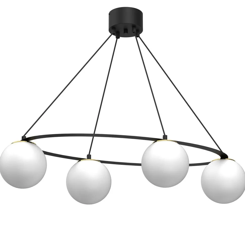 Hängelampe E27 blendarm in Schwarz Weiß Gold 4-flammig