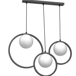 Hängelampe E27 Glaskugeln Metall Schwarz Weiß Chrom