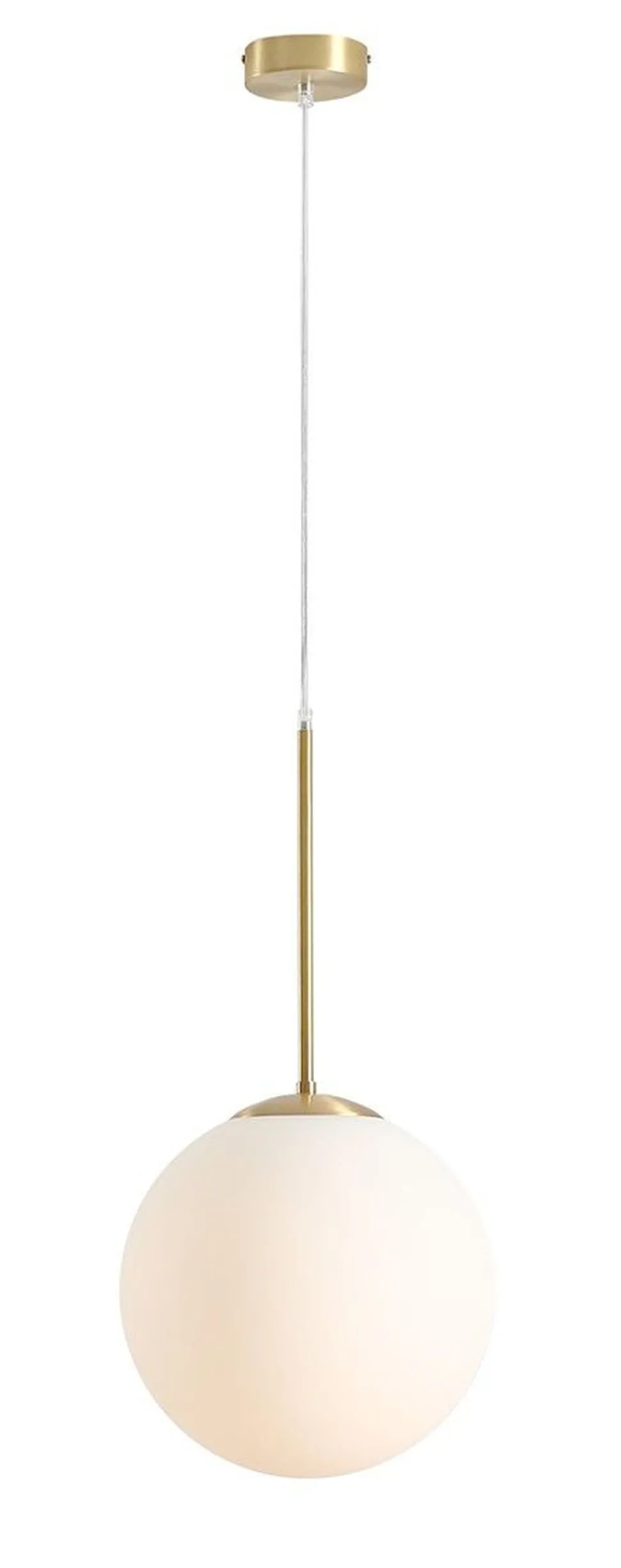 Hängelampe E27 Modern Glas Ø30 cm Metall Messing Weiß