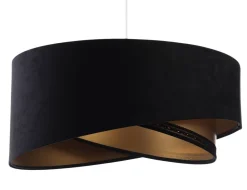 Hängelampe E27 rund Ø 50 cm Schwarz Gold Stoff Spitze Modern