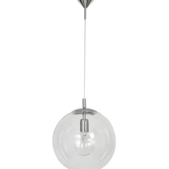 Hängelampe E27 rund Metall in Chrom Glaskugel B:30 cm
