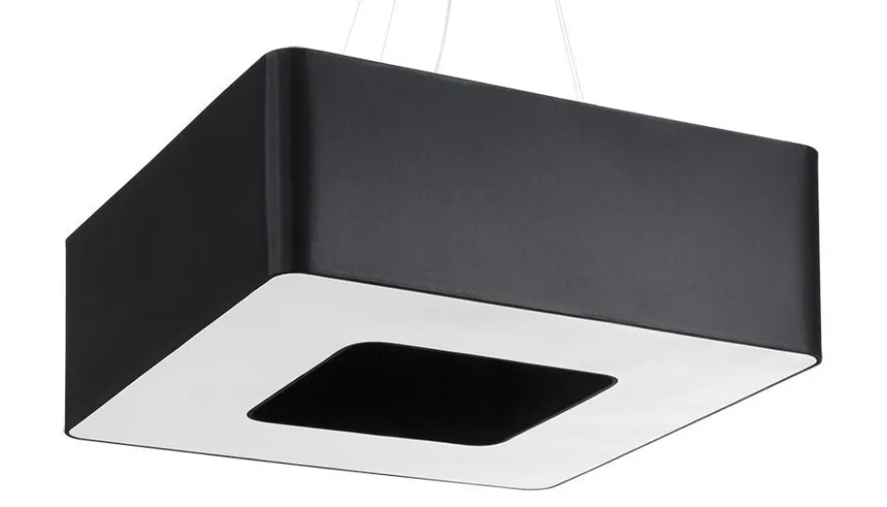 Hängelampe eckig B: 60 cm Schwarz blendarm Stoff 8x E27