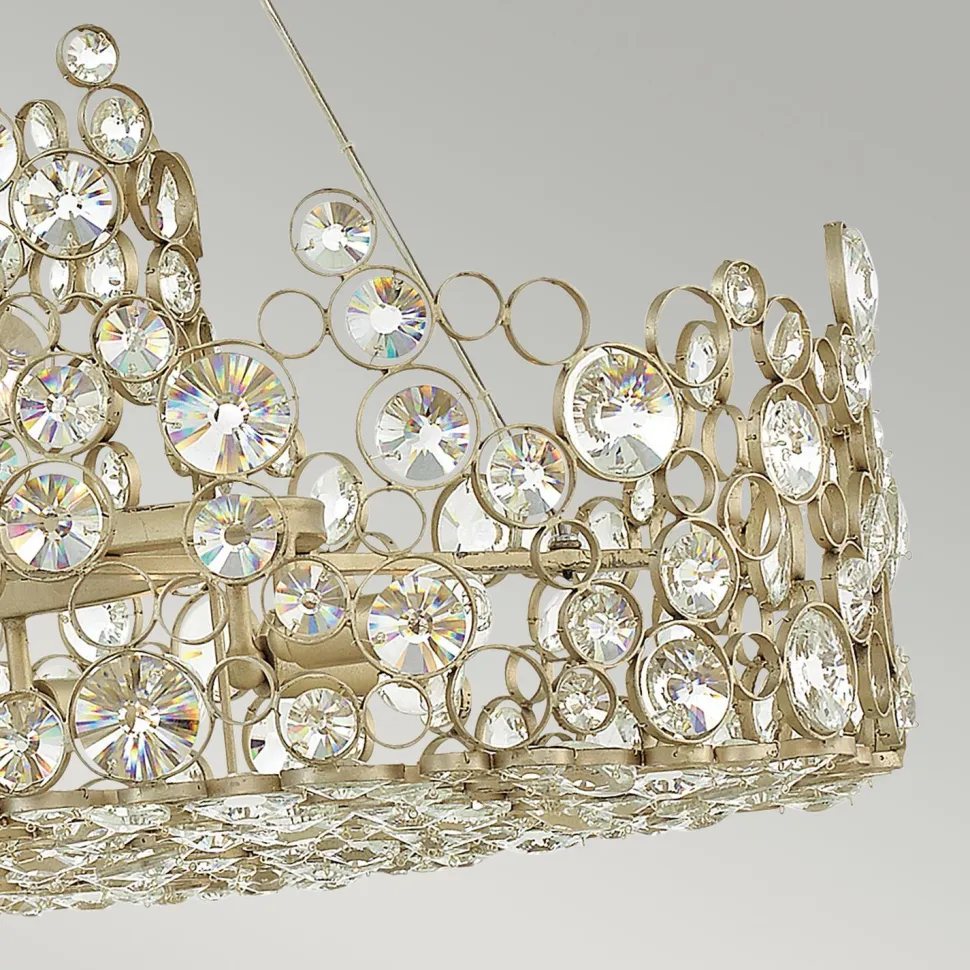 Hängelampe Esstisch oval Kristall Metall in Blattsilber