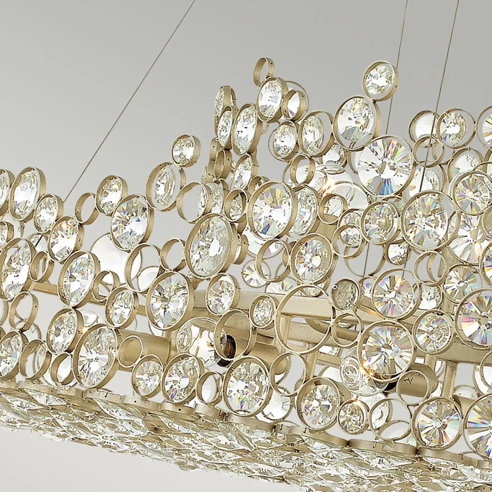 Hängelampe Esstisch oval Kristall Metall in Blattsilber