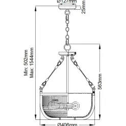 Hängelampe Esszimmer Metall Glas E27 Ø 40,6 cm in Messing