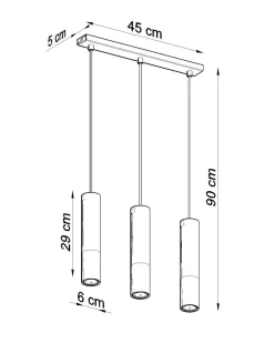 Hängelampe 3-flammig B: 45 cm Schwarz Gold länglich
