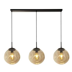 Hängelampe 3-flammig E27 Schwarz Champagner Kugelschirm