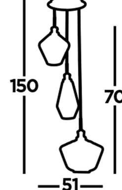 Hängelampe 3-flammig E27 Schwarz Rauchgrau