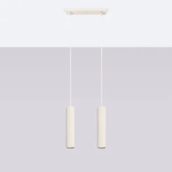 Hängelampe 2-flammig GU10 B: 30 cm schmal in Creme Modern