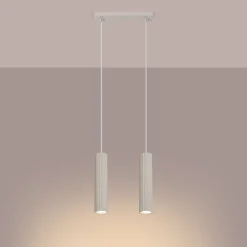 Hängelampe 2-flammig GU10 B: 30 cm schmal in Creme Modern